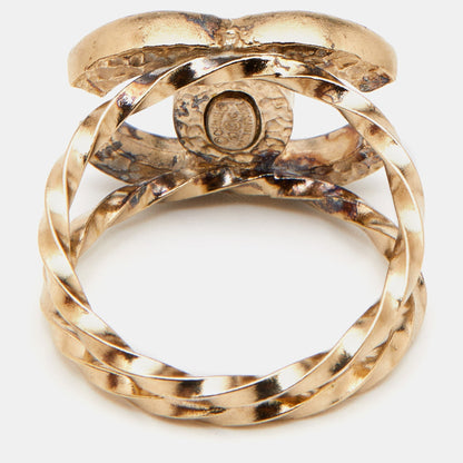 Top Quality Chanel CC Resin Gold Tone Ring Size 53