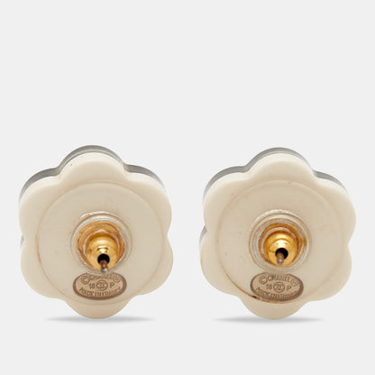 Top Quality Chanel CC Resin Gold Tone Earrings
