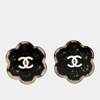 Top Quality Chanel CC Resin Gold Tone Earrings