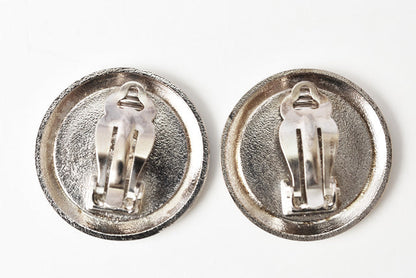 Top Quality Chanel Vintage Earrings Coco Mark Circle Gold/Black/Silver