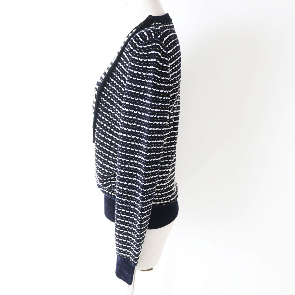 Top Quality Chanel COCO Mark Button Velvet Tweed Pullover