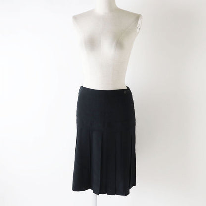 Top Quality Chanel Silk Pleated Skirt with COCO Mark Plate
