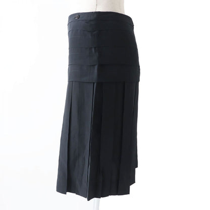 Top Quality Chanel Silk Pleated Skirt with COCO Mark Plate