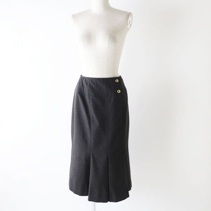 Top Quality Chanel Vintage Wool Pleated Skirt Dark Grey