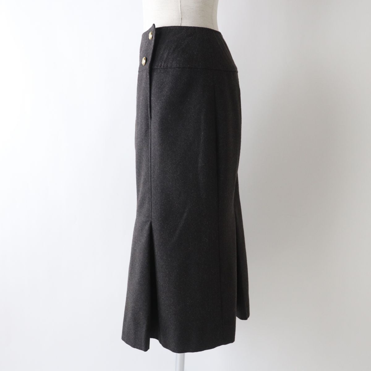 Top Quality Chanel Vintage Wool Pleated Skirt Dark Grey