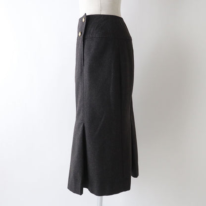 Top Quality Chanel Vintage Wool Pleated Skirt Dark Grey