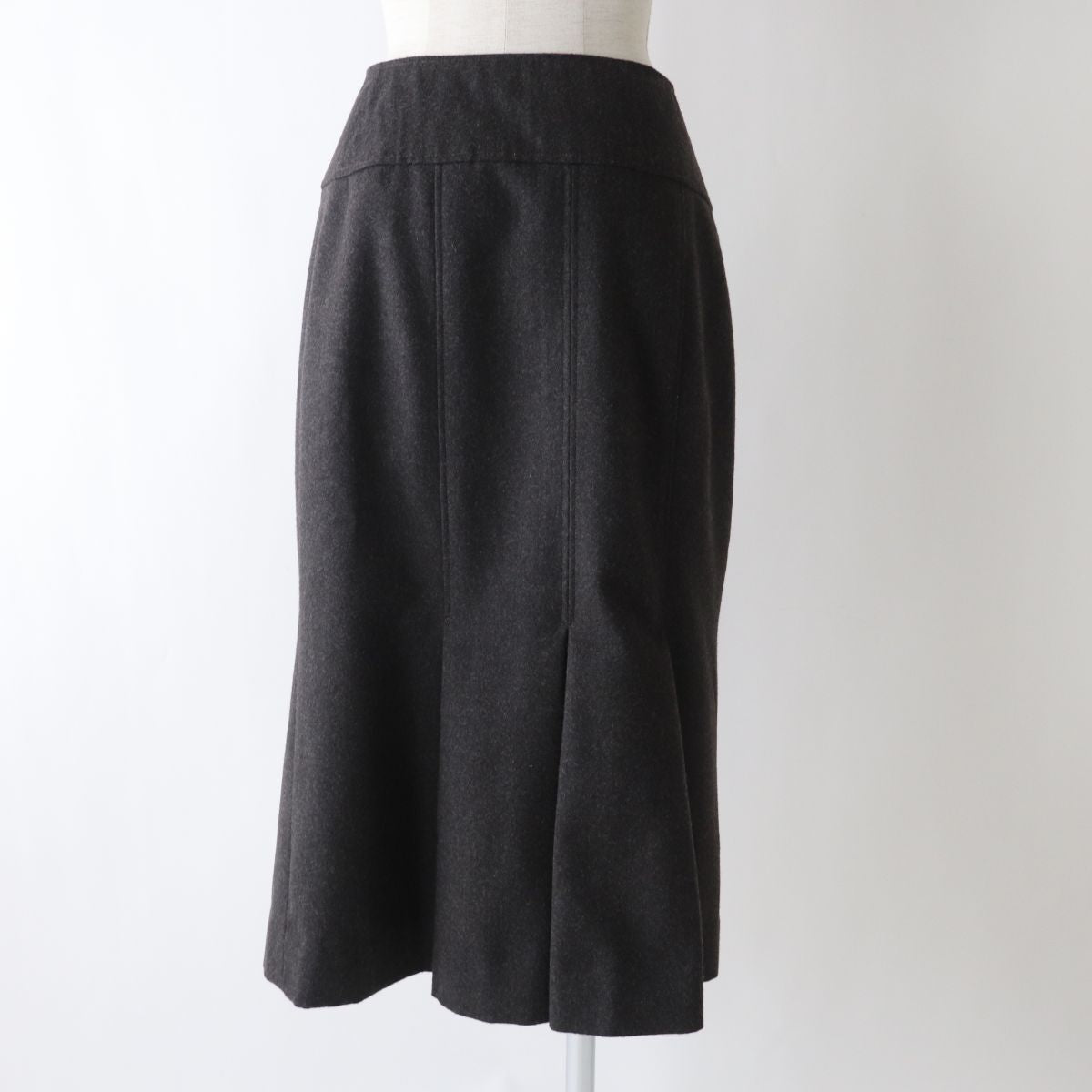 Top Quality Chanel Vintage Wool Pleated Skirt Dark Grey