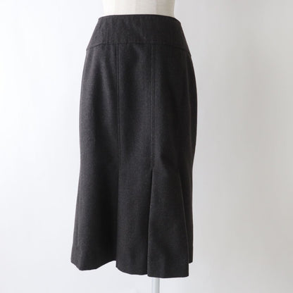 Top Quality Chanel Vintage Wool Pleated Skirt Dark Grey