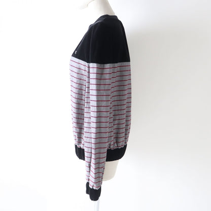 Top Quality Chanel Velvet Sweatshirt Border Pattern Black Gray Pink 36