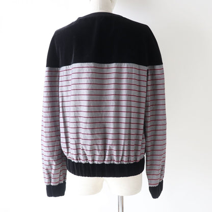 Top Quality Chanel Velvet Sweatshirt Border Pattern Black Gray Pink 36