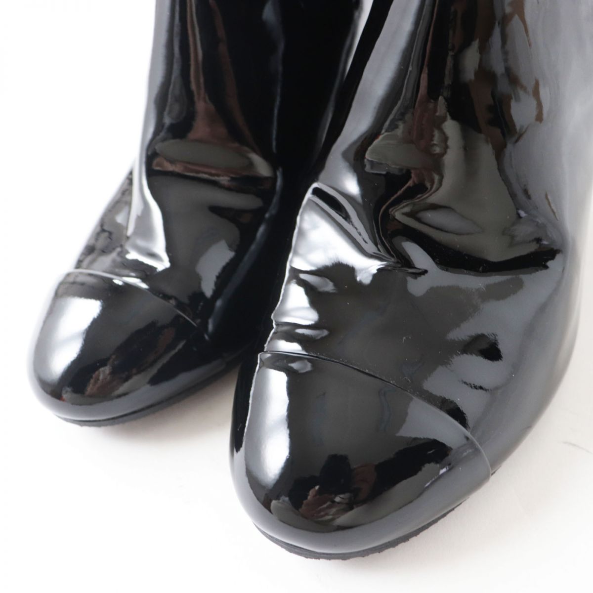 Top Quality Chanel COCO Mark Patent Leather Short Boots