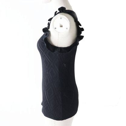 Top Quality Chanel Ruffled Sleeveless Top Black 36