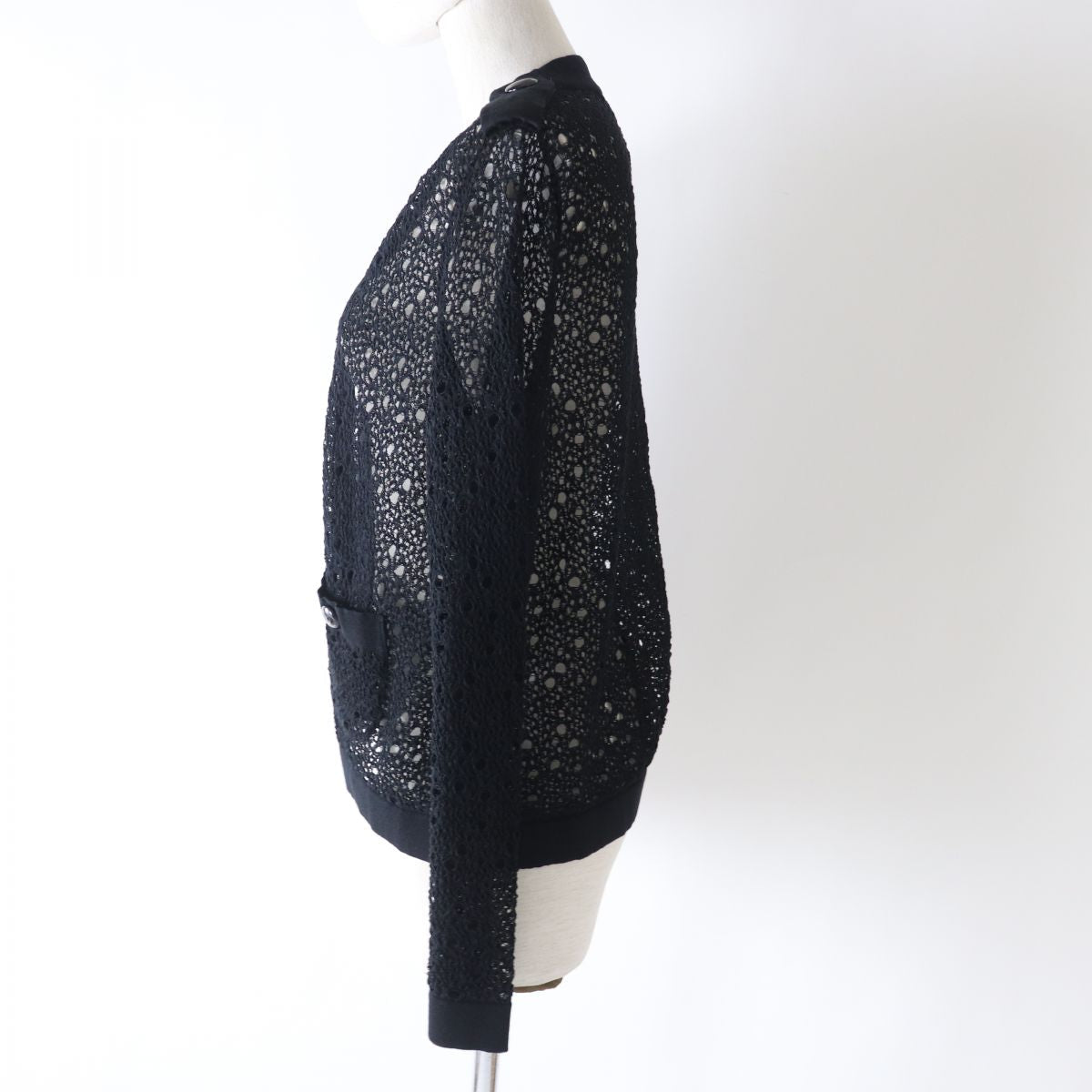 Top Quality Chanel COCO Mark Lace Cardigan Black 38