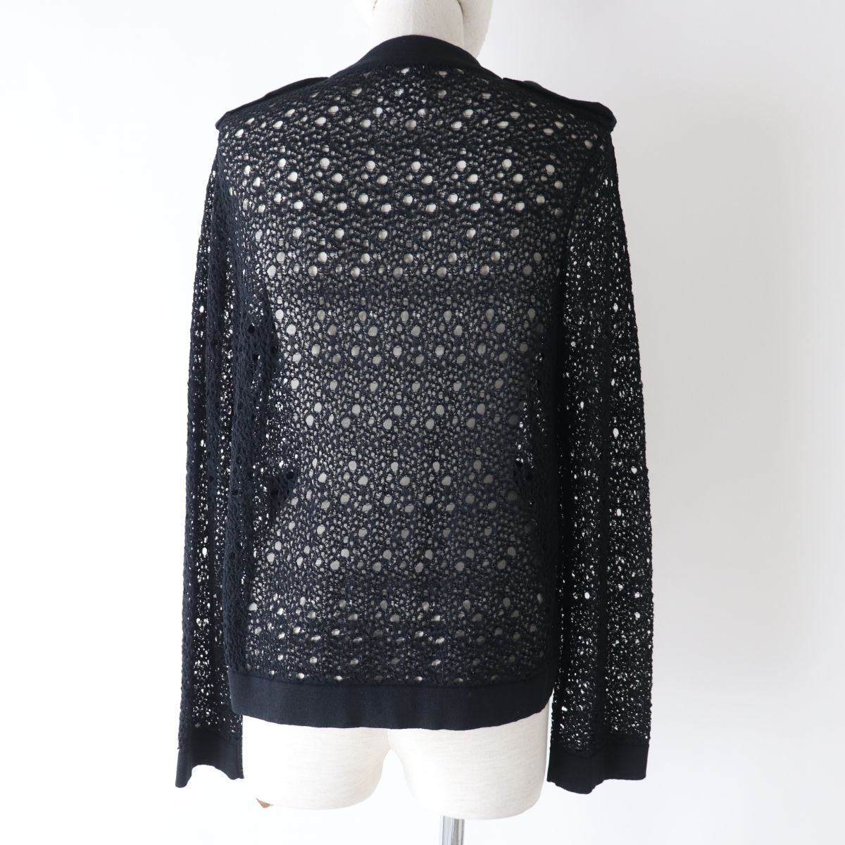Top Quality Chanel COCO Mark Lace Cardigan Black 38