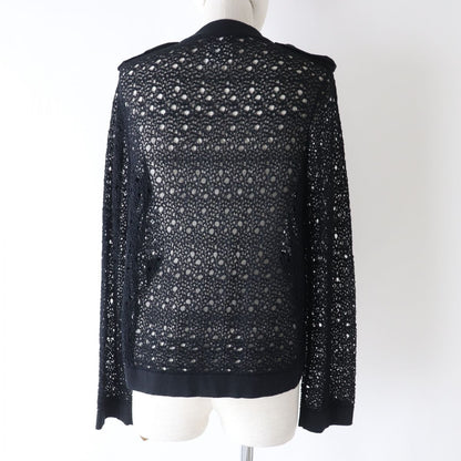 Top Quality Chanel COCO Mark Lace Cardigan Black 38