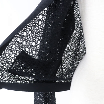 Top Quality Chanel COCO Mark Lace Cardigan Black 38