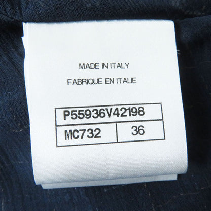 Top Quality Chanel Tweed Sleeveless Cut-off Top Navy 36