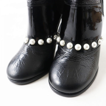 Top Quality Chanel Leather Round Toe Short Boots Black 35