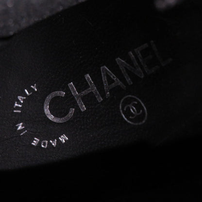 Top Quality Chanel Leather Round Toe Short Boots Black 35