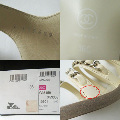 Top Quality Chanel COCO Mark Leather Sandals White