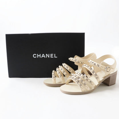 Top Quality Chanel COCO Mark Leather Sandals White