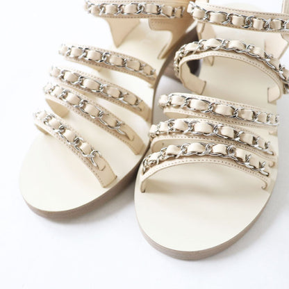 Top Quality Chanel COCO Mark Leather Sandals White