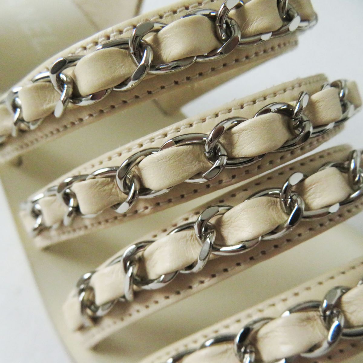 Top Quality Chanel COCO Mark Leather Sandals White