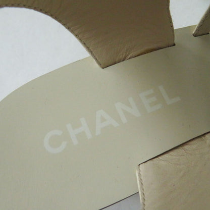 Top Quality Chanel COCO Mark Leather Sandals White