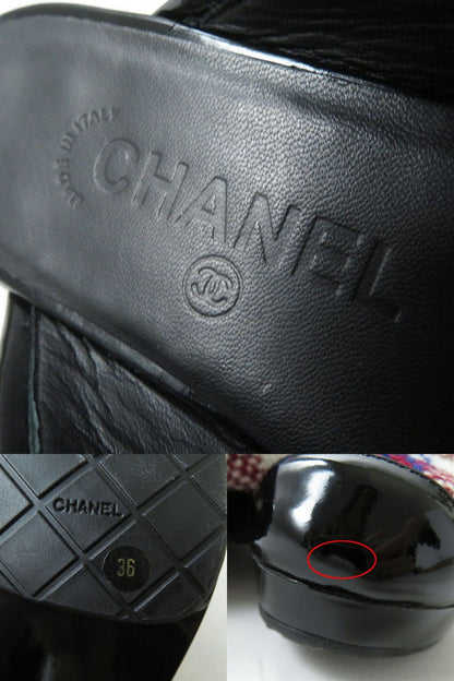 Top Quality Chanel Patent Leather Tweed Clogs Sandals 36