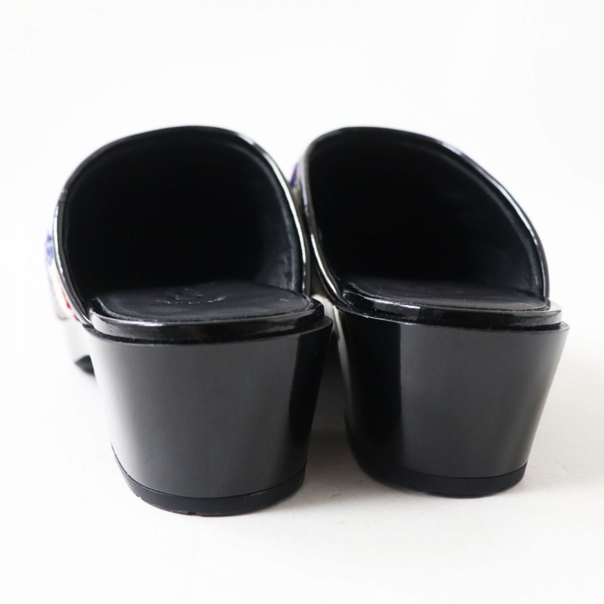 Top Quality Chanel Patent Leather Tweed Clogs Sandals 36