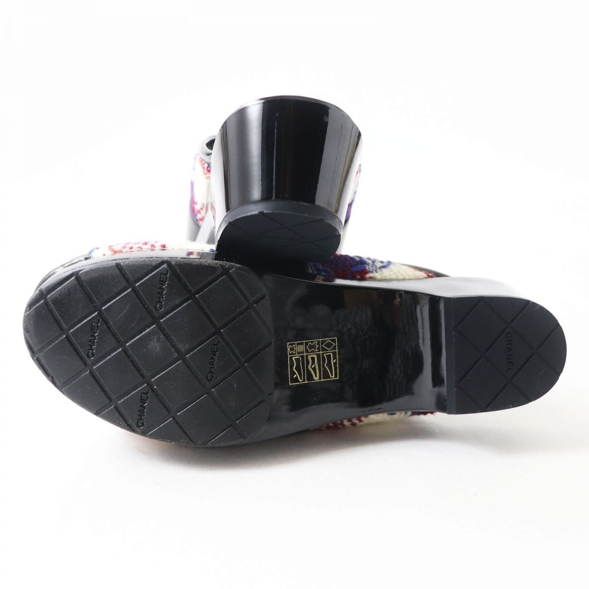 Top Quality Chanel Patent Leather Tweed Clogs Sandals 36