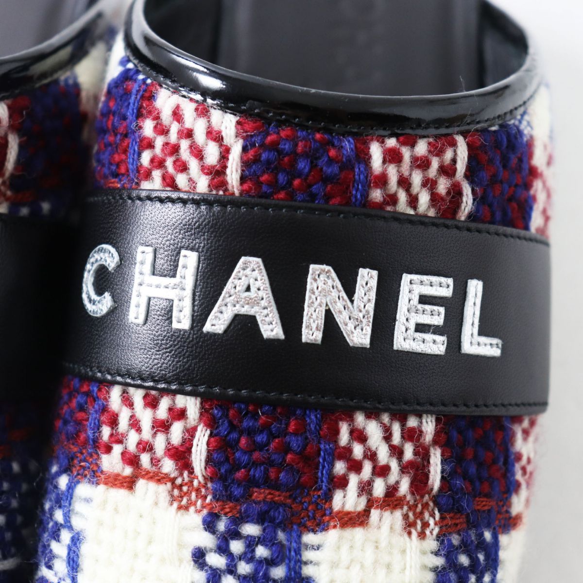 Top Quality Chanel Patent Leather Tweed Clogs Sandals 36