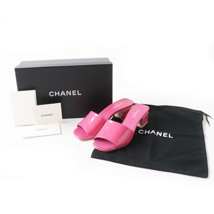 Top Quality Chanel COCO Mark Patent Leather Mules Pink