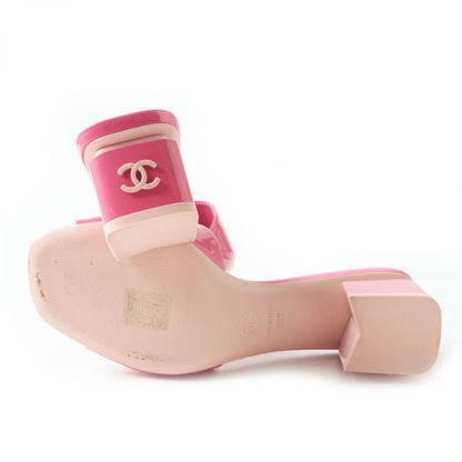 Top Quality Chanel COCO Mark Patent Leather Mules Pink