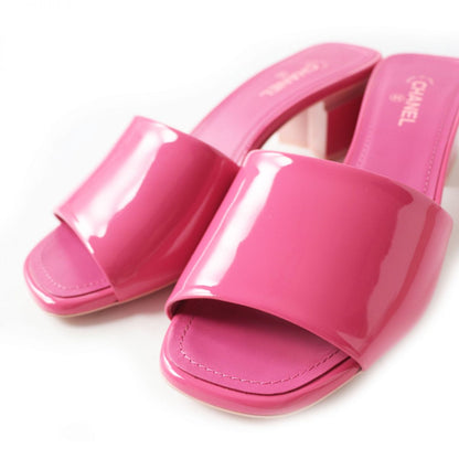 Top Quality Chanel COCO Mark Patent Leather Mules Pink