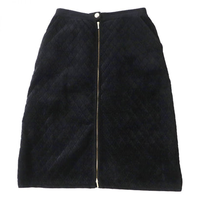 Top Quality Chanel COCO Mark Gold Button Quilted Skirt Black 36