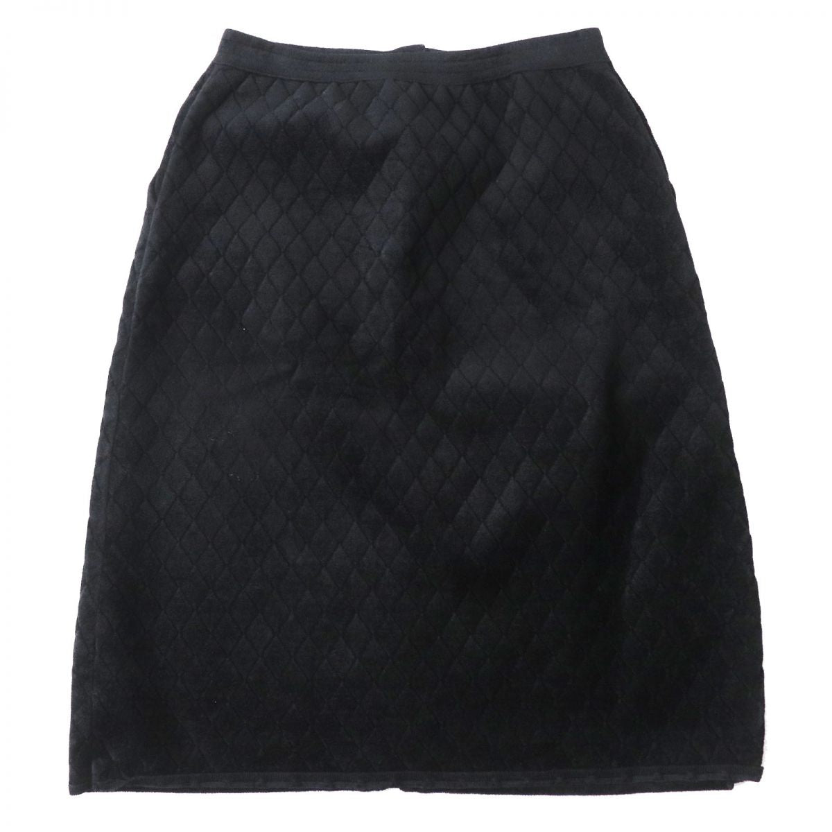 Top Quality Chanel COCO Mark Gold Button Quilted Skirt Black 36