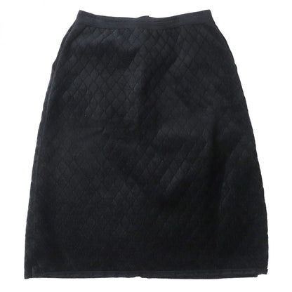 Top Quality Chanel COCO Mark Gold Button Quilted Skirt Black 36