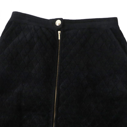Top Quality Chanel COCO Mark Gold Button Quilted Skirt Black 36