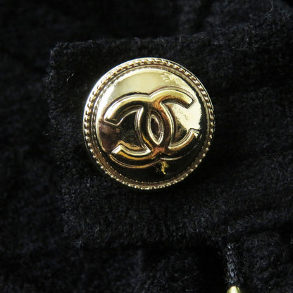 Top Quality Chanel COCO Mark Gold Button Quilted Skirt Black 36