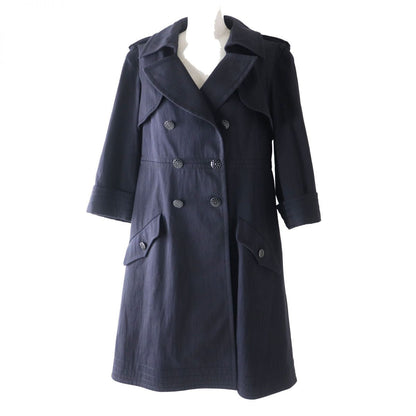 Top Quality Chanel Cotton Trench Coat. COCO Mark Button. Navy