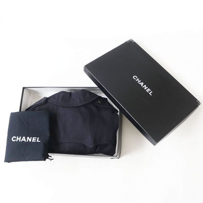 Top Quality Chanel Cotton Trench Coat. COCO Mark Button. Navy