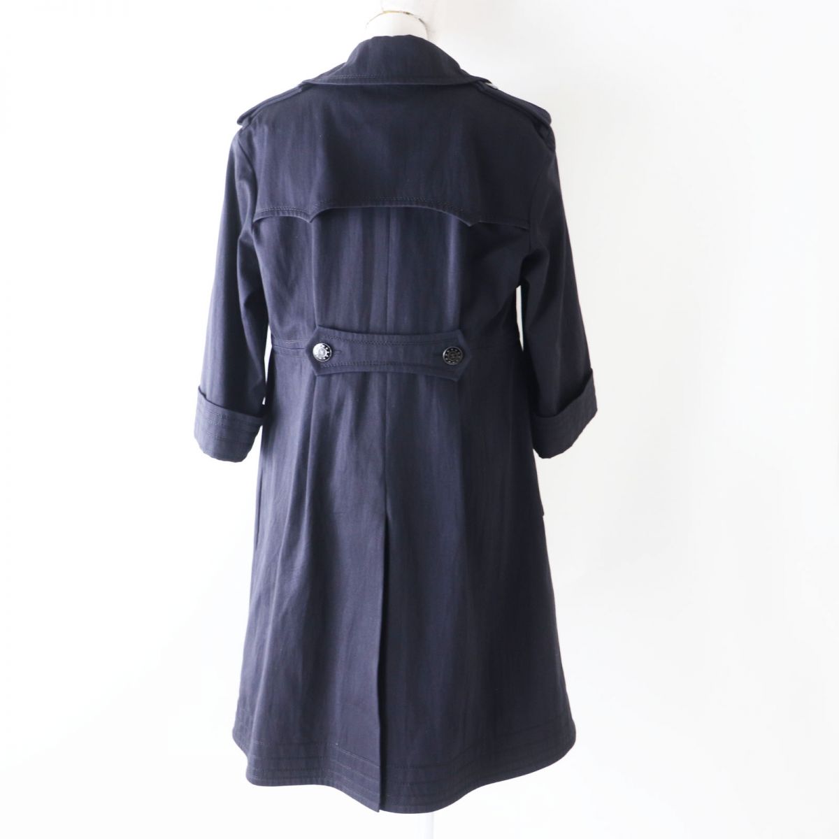 Top Quality Chanel Cotton Trench Coat. COCO Mark Button. Navy