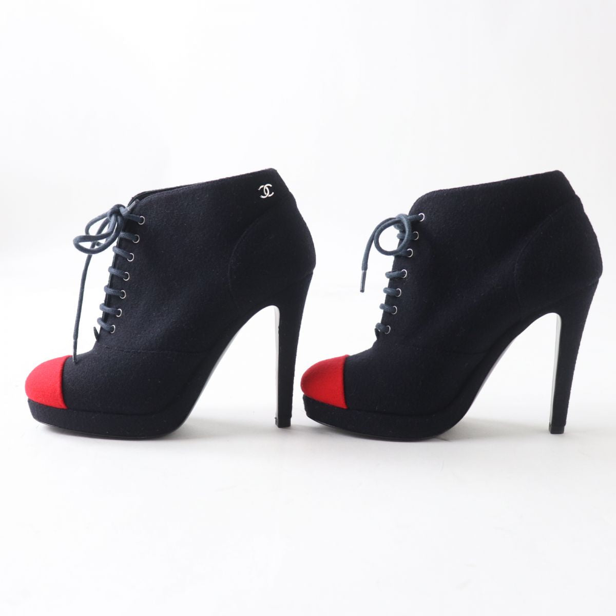 Top Quality Chanel COCO Mark Bicolor Wool Booties