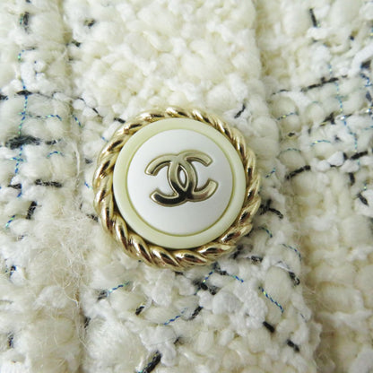 Top Quality Chanel COCO Mark Tweed Trapezoid Skirt Ivory 34