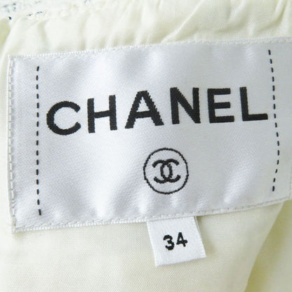 Top Quality Chanel COCO Mark Tweed Trapezoid Skirt Ivory 34