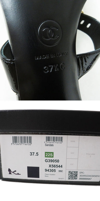 Top Quality Chanel Patent Leather Sandals COCO Markx Logo