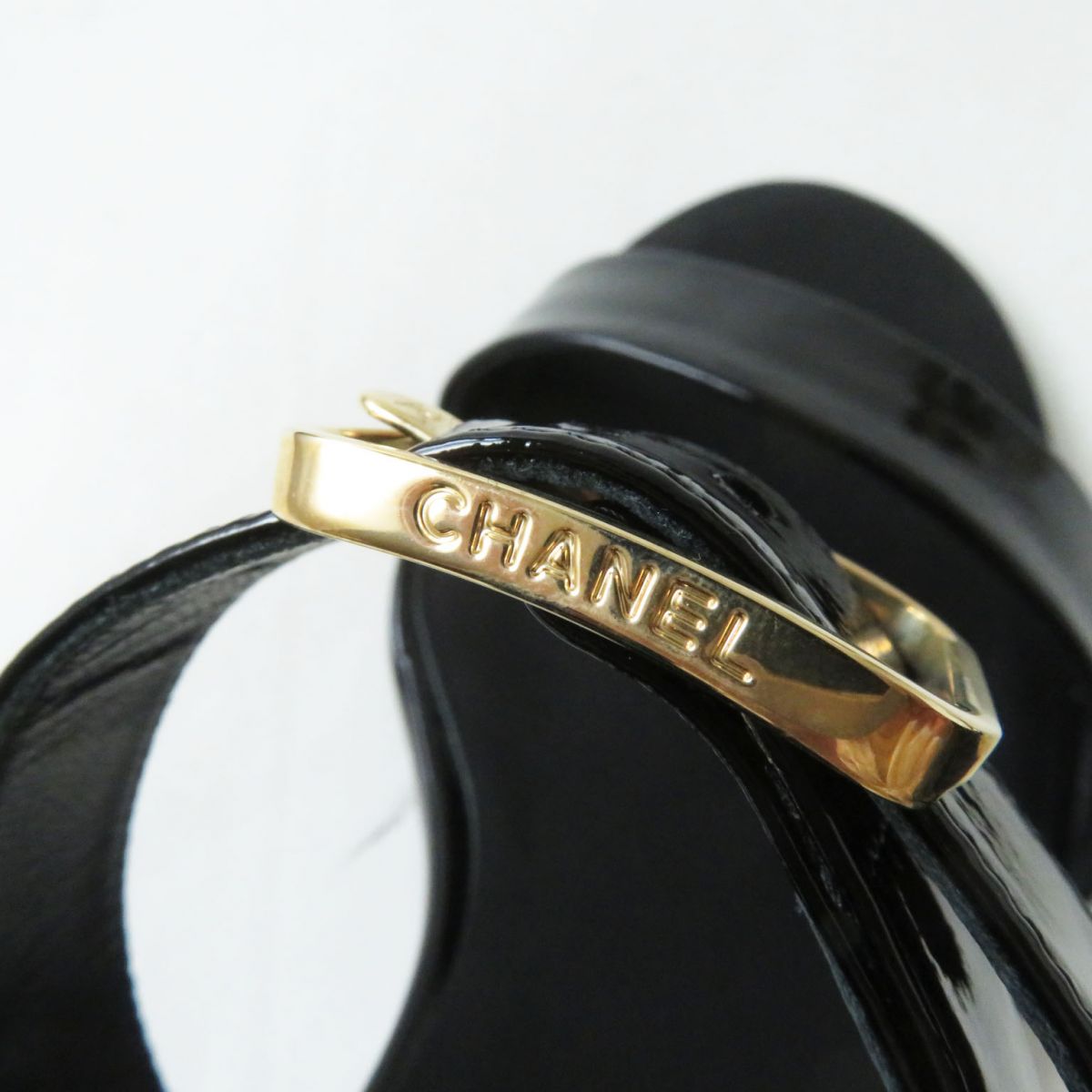 Top Quality Chanel Patent Leather Sandals COCO Markx Logo