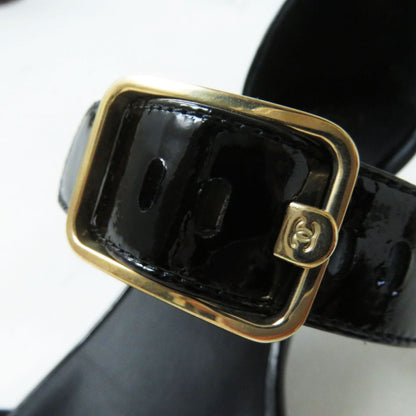 Top Quality Chanel Patent Leather Sandals COCO Markx Logo