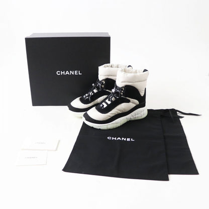 Top Quality Chanel COCO Mark Snow Boots Nylon Suede Black Gray